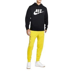 Nike 2 Piece Sweatsuit Mens Size L Fleece Tracksuit Black/Yellow Outfit NWT
